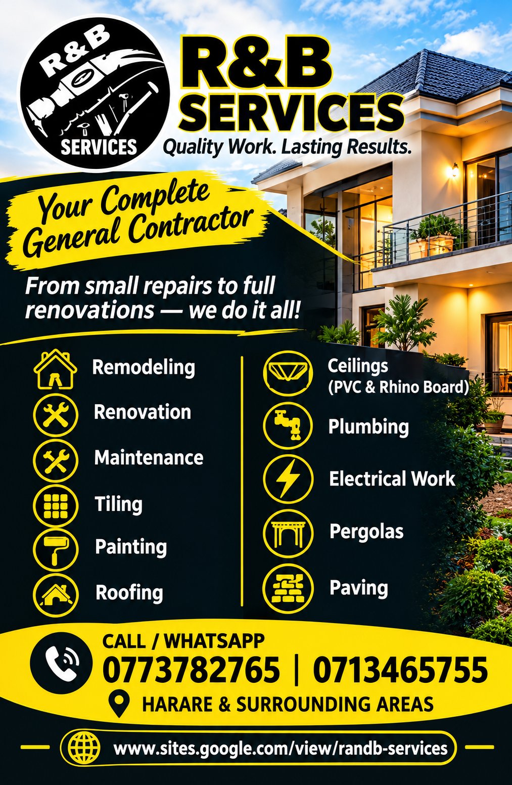 R&B Services - General Contractor & Renovations in Harare in Harare